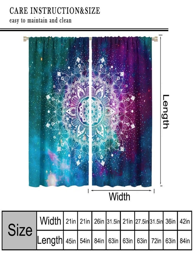 AAVEUP Hippie Curtains for Kitchen Bohemian Mandala Galaxy Space Indian Medallion Trippy Aesthetic Purple Blue Window Treatments for Girls Bedroom Living Room 42x45in（No Blackout） - Image 3